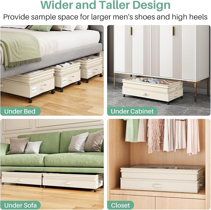 Kitstorack 4 Pack Height-adjustable Under Bed Storage - Image 7