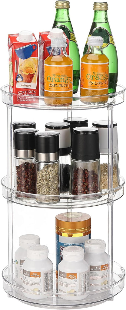 URALFA 3 Tier Bathroom Lazy Susan Organizer, 9 Inch Clear Rotating Makeup by URALFA