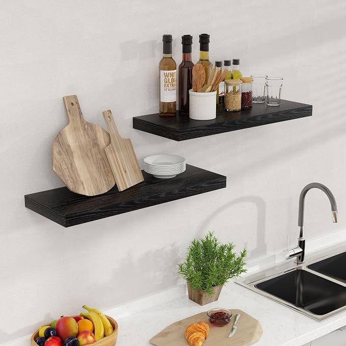 Black Floating Shelves 24 Inch Long 2 Pack - Image 5