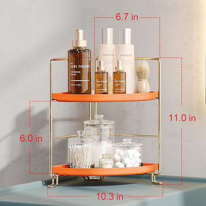 FSyueyun 2-Tier Corner Bathroom Counter Organizer, Tool-Less Installation - Image 2