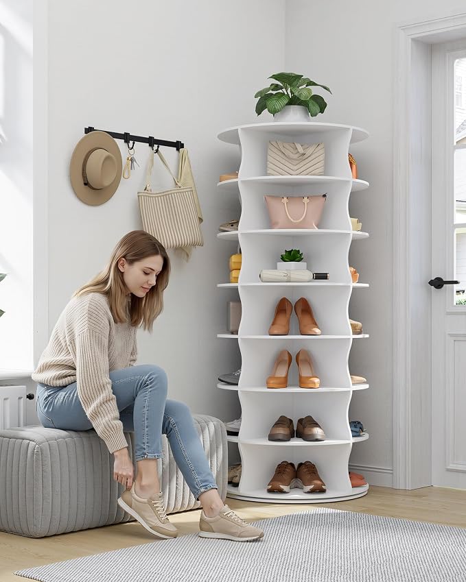Kitsure Shoe Rack for Ehtryway, 7-Tier Rotating Shoe Rack Tower, 360° Revolving - Image 2