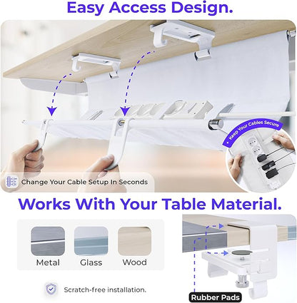 Ascrono Original No Drill Under Desk Cable Management Tray 53.9" - Image 3