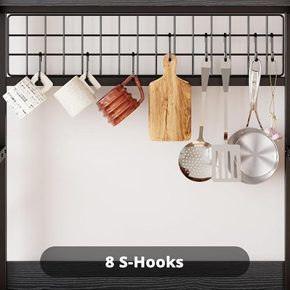 IRONCK Large Bakers Rack with Power Outlet, 62 Inch Wide Microwave Stand - Image 7