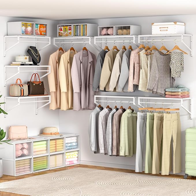 ThreeHio Expandable Closet Shelves Wall Mounted, 2 Pack Closet Shelving - Image 7