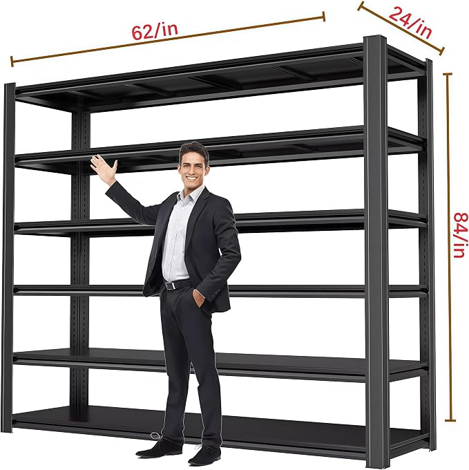 84"H Garage Shelving Heavy Duty Storage Shelves 6000 LBS Adjustable Metal - Image 3