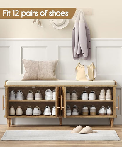 Akxomel Rattan Shoe Storage Bench - Image 4