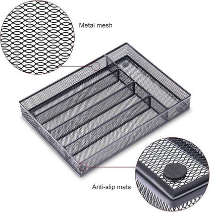 WuGeShop Office Desk Drawer Organizer, 5 Compartments Mesh Drawer Organizer Tray - Image 3