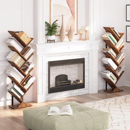 HOOBRO Tree Bookshelf, 9-Tier Bookcase Wooden Shelves, Floor Standing Storage - Image 9