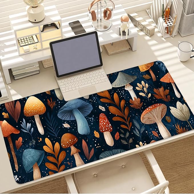 Mushroom Forest Mouse Pad – Large Extended Desk Mat 35.43 x 15.75 in – Autumn - Image 7