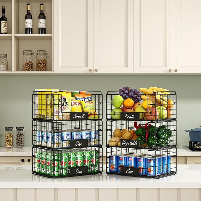JKsmart 3 Pack XXL Stackable Wire Baskets, Pantry Organizers and Storage | - Image 3