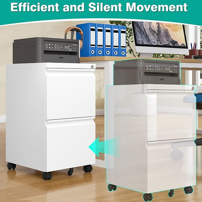SISESOL Assembled 2 Drawer File Cabinet on Wheels, Metal Filing Cabinet - Image 8