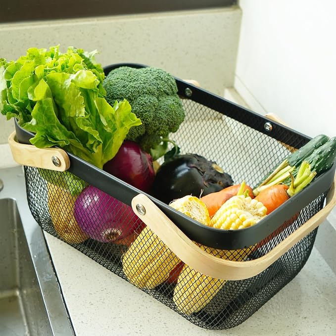 Metal Mesh Steel Harvest Basket, Wire Garden Basket - Image 8