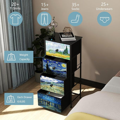 Narrow Dresser for Bedroom Slim 4 Drawer Dresser Vertical Storage Tower Unit - Image 5