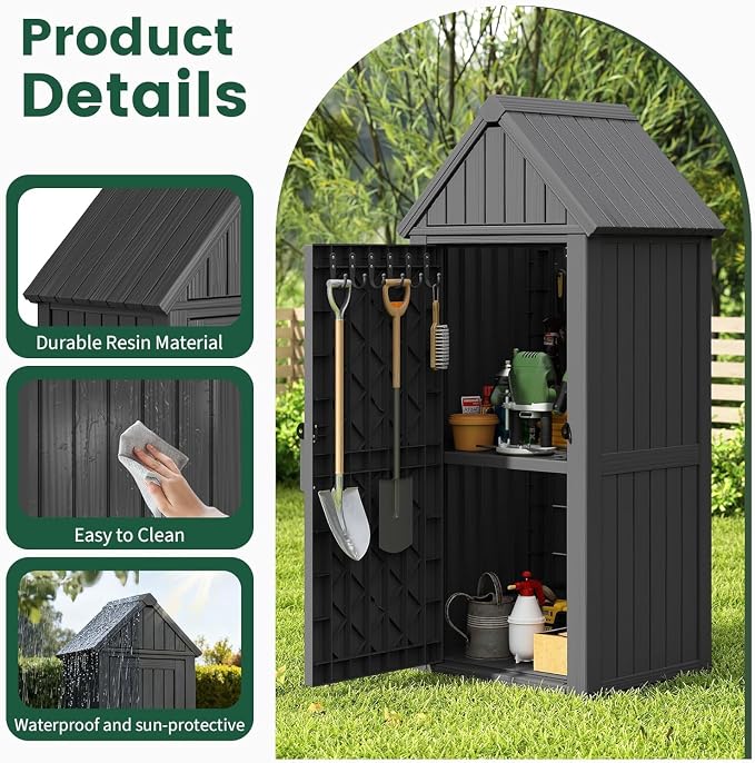 Bifanuo Deck Box Storage Shed Outdoor Storage Cabinet, Vertical Waterproof - Image 4