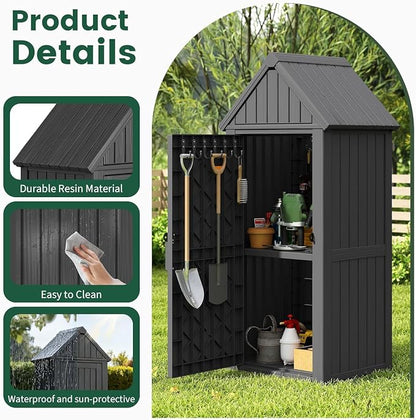 Bifanuo Deck Box Storage Shed Outdoor Storage Cabinet, Vertical Waterproof - Image 4