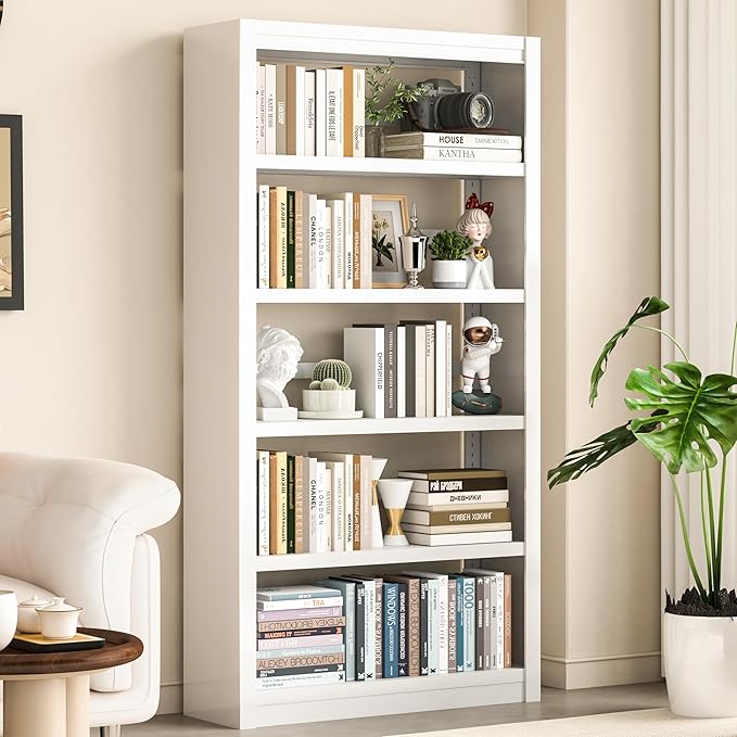 5 Tier Metal Bookcase, Sturdy Modern Heavy Duty Display Bookcases by CBNTKI