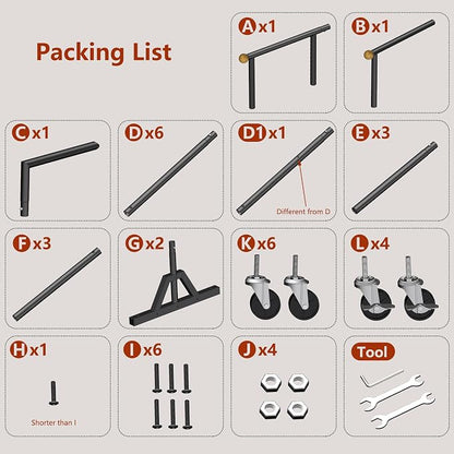 Rolling Clothing Rack with Bottom Storage Shelf & lockable Casters, Dresses - Image 6