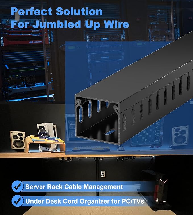 ZhiYo H1.4 x W1.6in Server Rack Cable Management Raceway, 94.5in Cable Raceway - Image 5