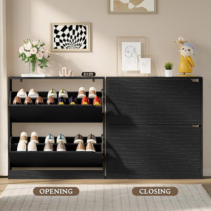 BORNOON Shoe Cabinet with 2 Flip Drawers, Slim Narrow Shoe Storage Cabinet - Image 5