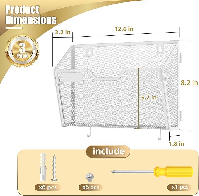 Docnest 3 Pack Mesh Wall File Holders - Image 2
