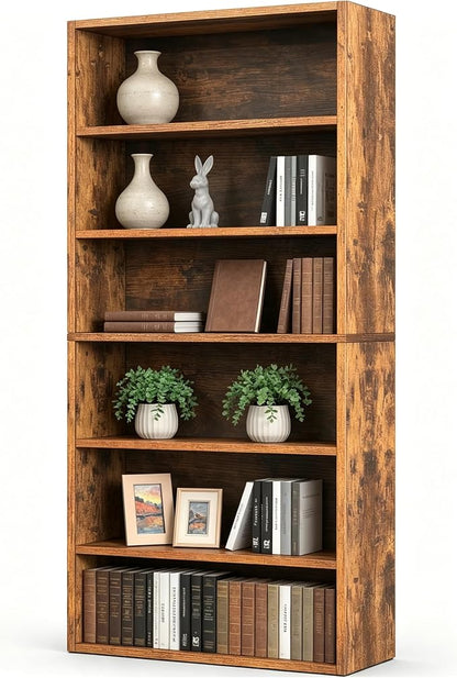 HealSmart 6 Tier Bookcase, Industrial 6 Book Shelf, 9.2" D x 23.8" W x 63" H by HealSmart