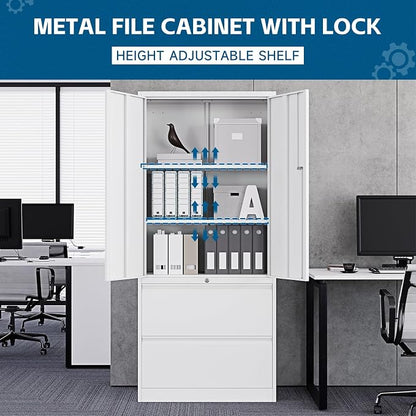 2-Drawer Metal File Cabinet, Lateral Vertical Filing Cabinets - Image 8
