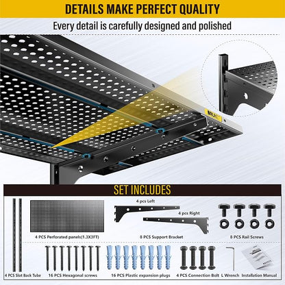 2-Pack×2 Tier 1.3x3ft Garage Shelving Wall Mounted, 15.6x36inch per Shelf - Image 6