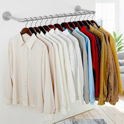 WEBI Industrial Pipe Clothing Rack, Heavy Duty Metal Garment Rack Bar Wall - Image 2
