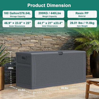 EHHLY 121 Gallon Outdoor Storage Box Large, Lockable Outside Storage Containers - Image 3