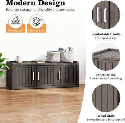 2-Tier Storage Bench, Waterproof UV-Resistant Outdoor Shoe Storage Cabinet - Image 2