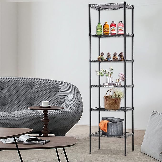 FDW 6 Tier Wire Shelving 17L x 12W x 64H Pantry Shelves Storage Rack Shelving - Image 2