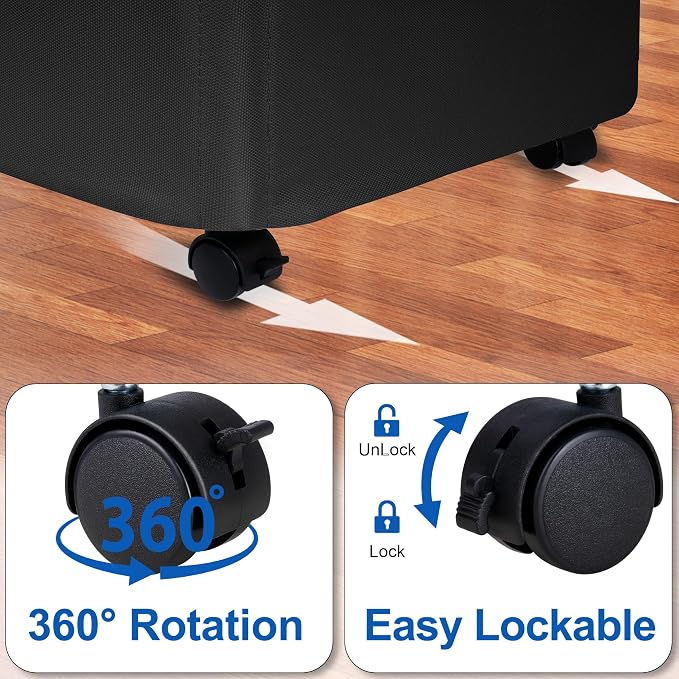Slim Laundry Hamper with Wheels, 25 Gal Rolling Laundry Basket with lid and - Image 4