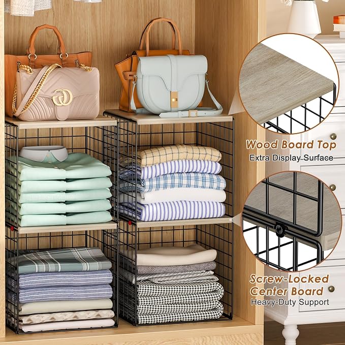 Hencawima 4-Tier Stackable Closet Organizers and Storage, Dual-Layer Reinforced - Image 4