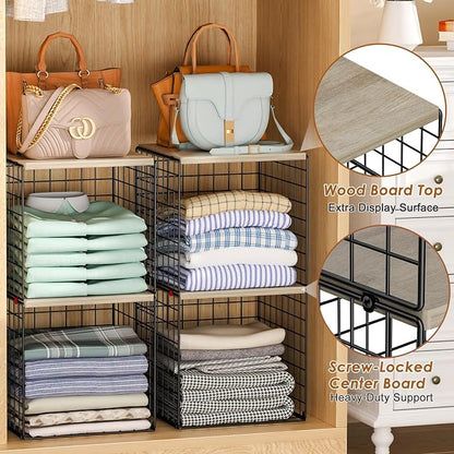 Hencawima 4-Tier Stackable Closet Organizers and Storage, Dual-Layer Reinforced - Image 4