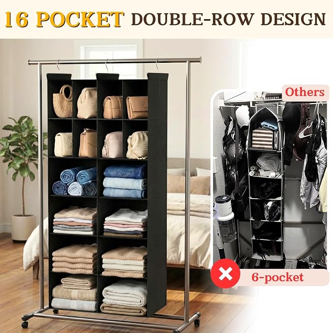 Ofiray-home 6 Tier Hanging Closet Organizer, 16 Compartments Sweater Organizer - Image 4