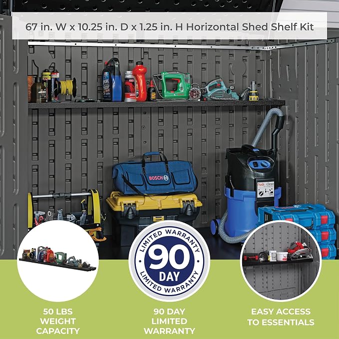 Suncast Horizontal or XL Vertical Shed Shelf Kit, Space Saving Shelving - Image 8