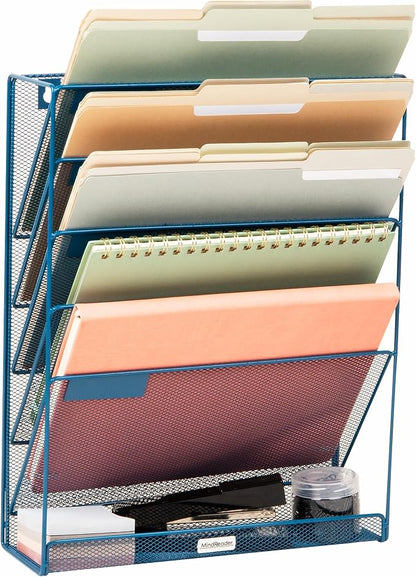 Mind Reader 5-Pocket Vertical File Storage, Desktop Organizer, Wall Mount by MindReader