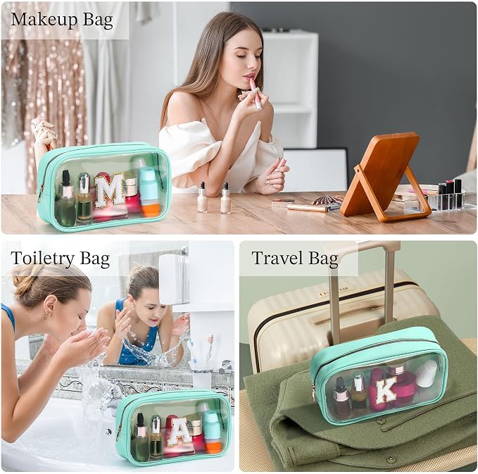YOOLIFE Initial Clear Makeup Bag | Waterproof Large Makeup Bag | Personalized - Image 4