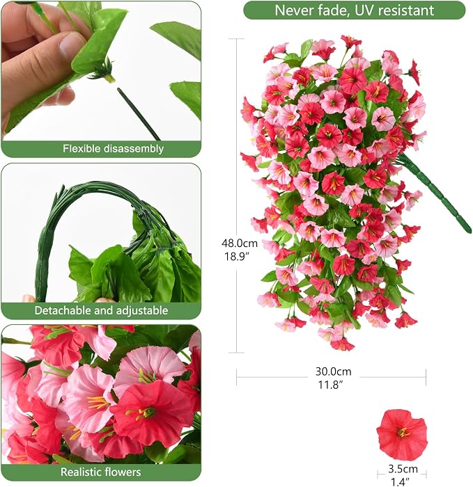 INQCMY Artificial Flowers for Outdoor Spring Summer Decoration Faux Silk - Image 2