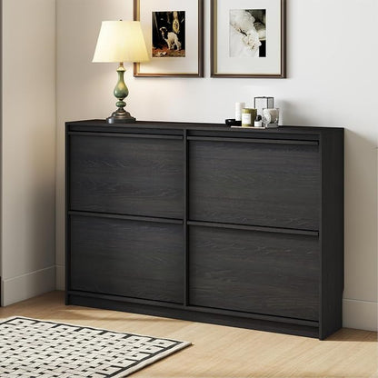 Shoe Cabinet with 4 Flip Drawers, Modern Narrow Shoe Storage Cabinet Organizer by RYWI11OUSE