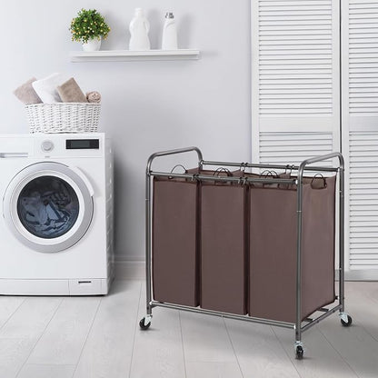 STORAGE MANIAC 3 Section Laundry Sorter, 35.9 Gal Laundry Hamper Cart - Image 6