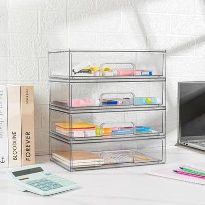 Vtopmart 12.1''W Clear Stackable Storage Drawers, 4 Pack Acrylic Plastic - Image 7