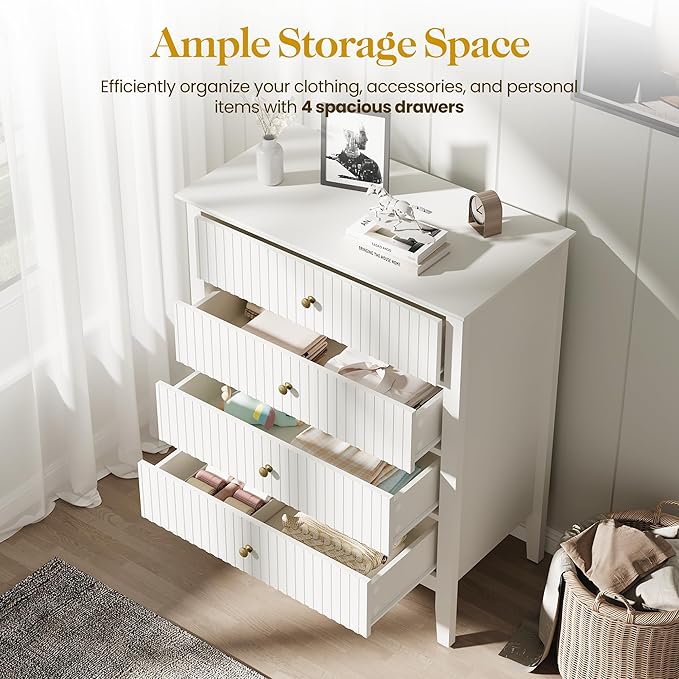 RoyalCraft White Fluted 4 Drawer Dresser - Image 5
