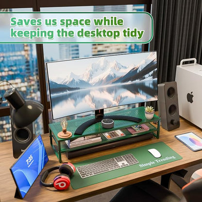 Simple Trending 2 Tier Metal Dual Monitor Stand Riser, Computer Office Desktop - Image 3