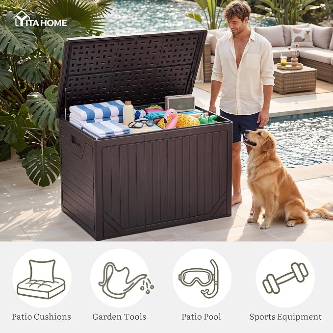 YITAHOME XXL 230 Gallon Extra Large Outdoor Deck Box, Lockable Resin - Image 6