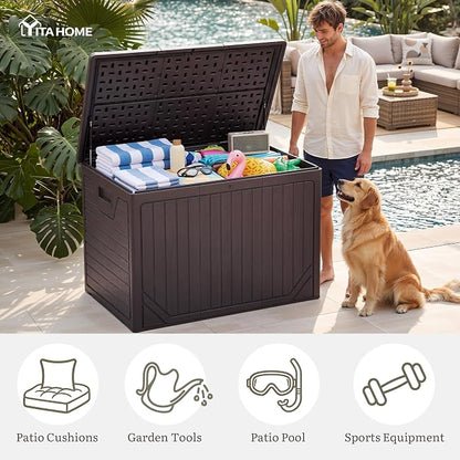 YITAHOME XXL 230 Gallon Extra Large Outdoor Deck Box, Lockable Resin - Image 6