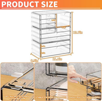 3Pack Clear Drawer Organizers Stackable, Acrylic Storage Drawers - Image 3