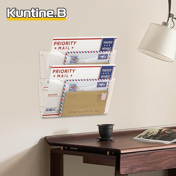 Kuntine.B 3 Pack Clear Single Pocket File Holder Hanging Wall Organizer - Image 6