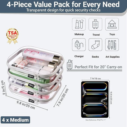 YQBRAO 4-Pack Clear Diaper Bag Organizer Pouches, 1.2mm Ultra-Thick PET Travel - Image 4