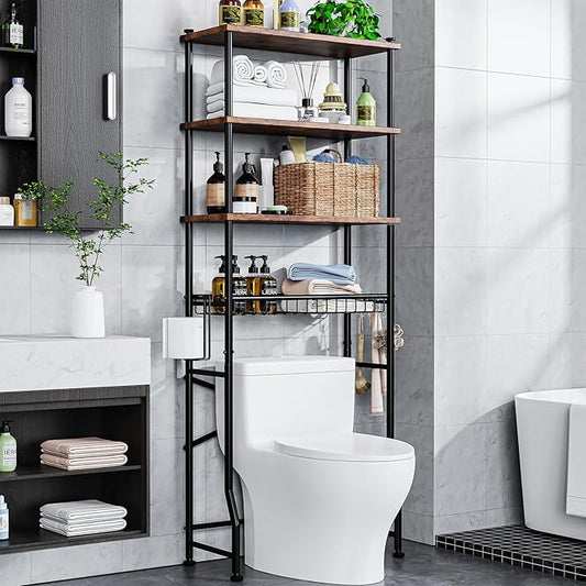 Over-The-Toilet Storage Shelf, 4-Tier Bathroom Organizer Cabinet Rack And by Unknown